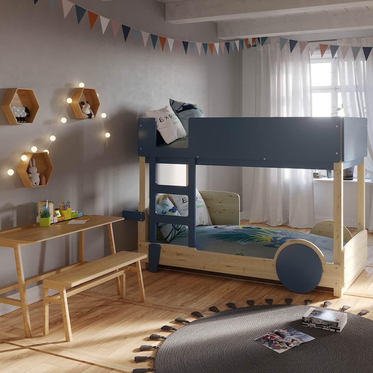 Lit superposé 90x190cm DISCOVERY Mathy by Bols bleu atlantic