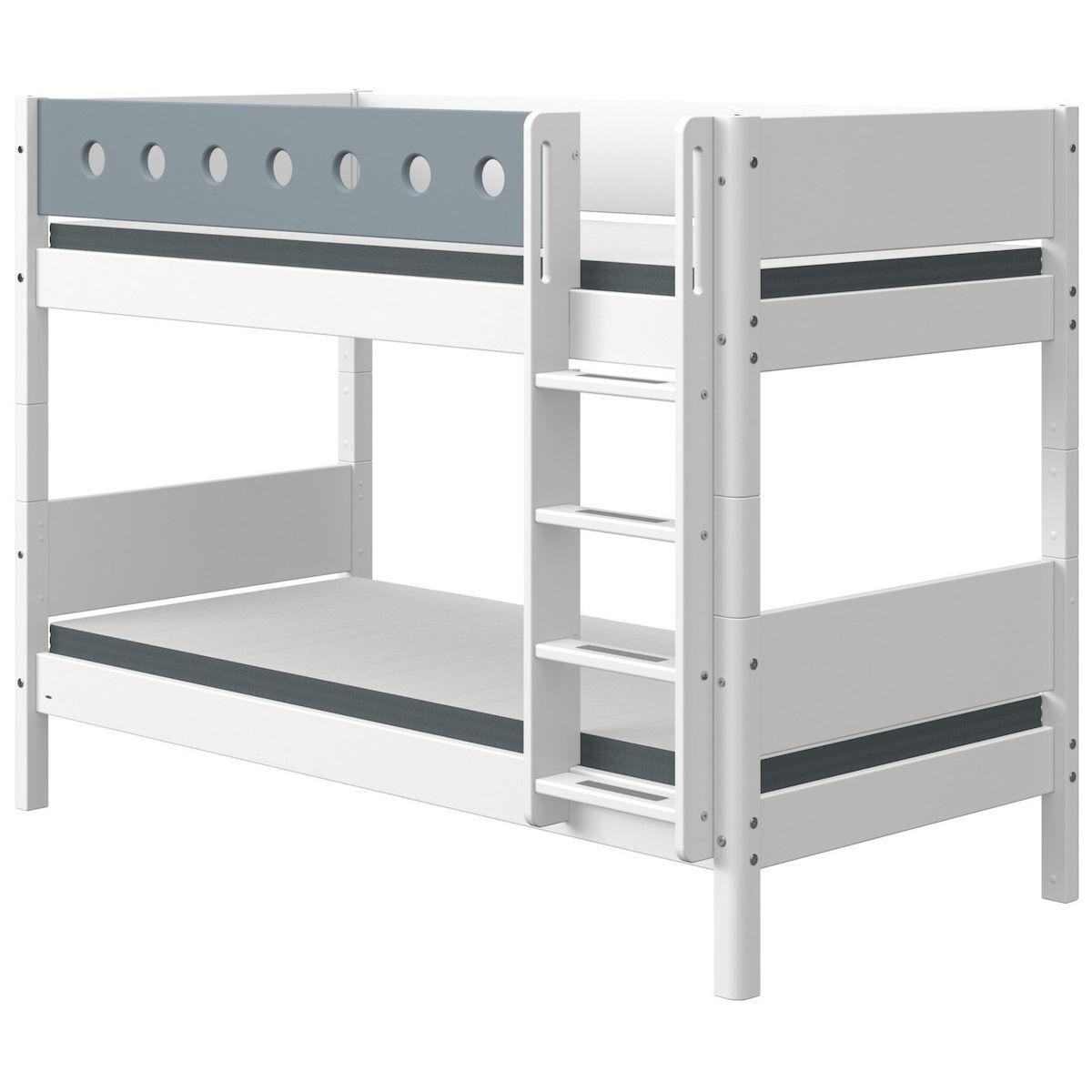 Lit superposé 90x190cm échelle droite WHITE Flexa blanc-light blue 