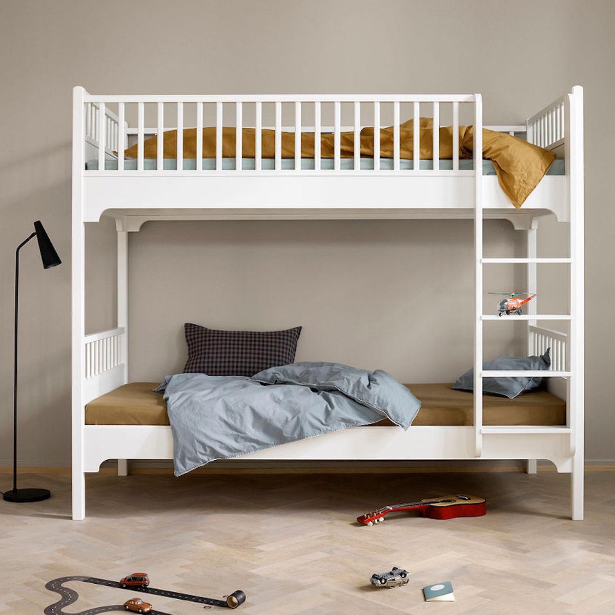 Lit superposé 90x200 cm avec échelle verticale SEASIDE CLASSIC Oliver Furniture blanc 