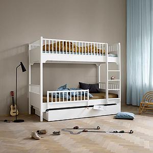 Lit superposé 90x200 cm avec échelle verticale SEASIDE CLASSIC Oliver Furniture blanc 