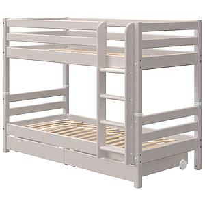 Lit superposé 90x200cm échelle droite 2 tiroirs CLASSIC grey washed