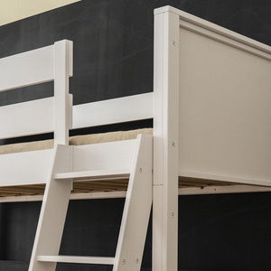 Lit superposé 90x200x165cm échelle inclinée KASVA hêtre laqué blanc