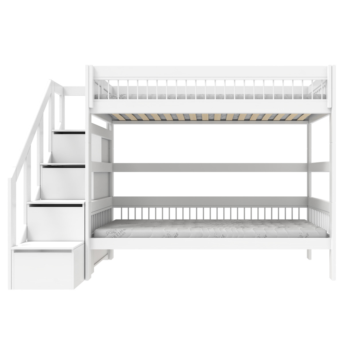 Lit superposé avec escalier 90x200cm BREEZE Lifetime blanc
