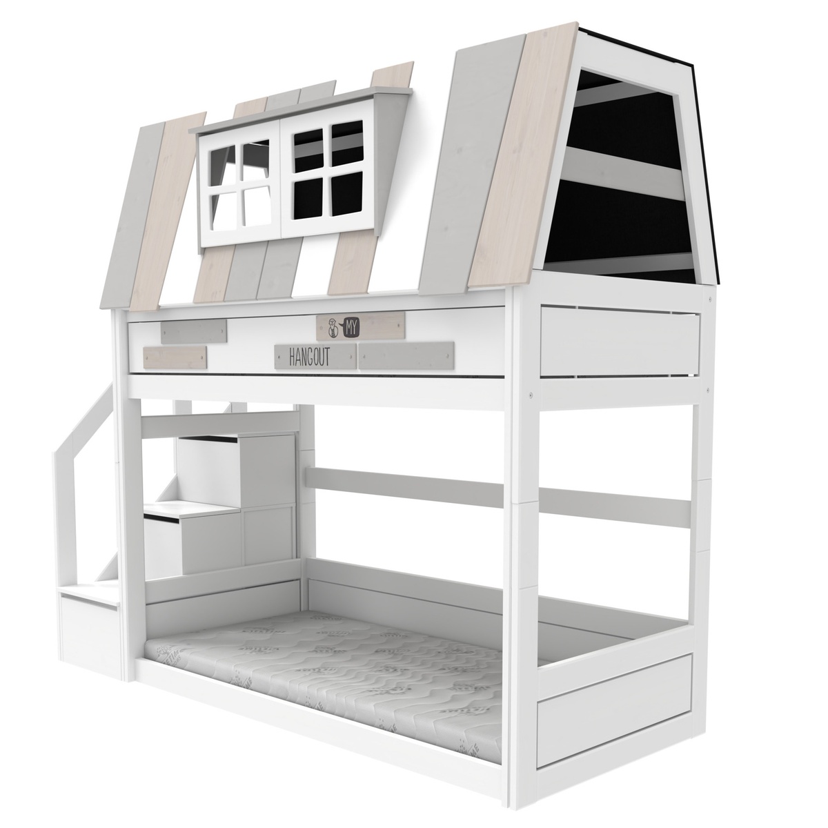Lit superposé bas 90x200cm MY HANGOUT Lifetime blanc