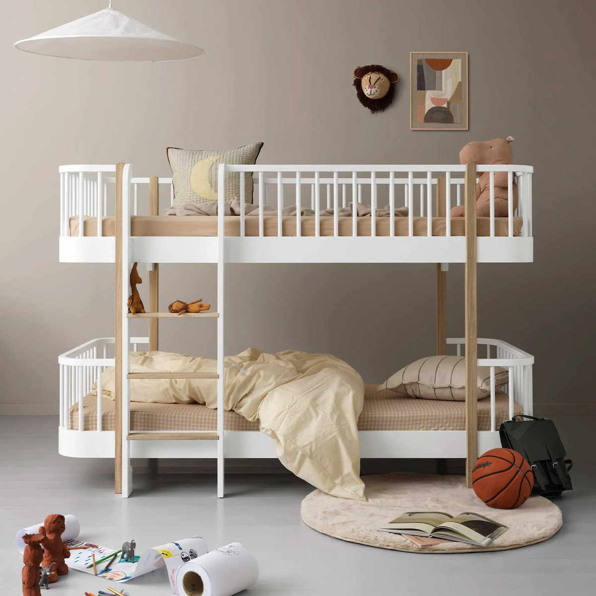 Lit superposé mi-hauteur Original Oliver Furniture blanc chêne 