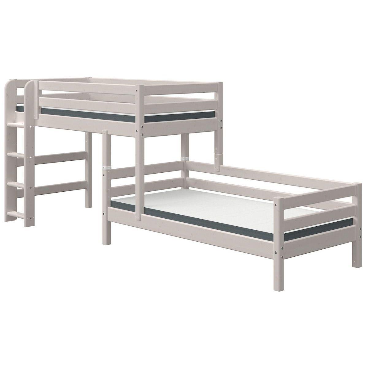 Lit superposé quinconce 90x200cm échelle droite CLASSIC Flexa grey washed