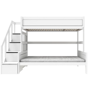 Lit surélevé 120x200cm/90x200cm escalier sommier DELUXE Lifetime blanc