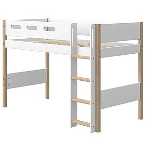 Lit surélevé 200x90cm échelle droite NOR Flexa chêne-blanc