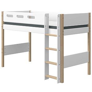 Lit surélevé 200x90cm échelle droite NOR Flexa chêne-blanc