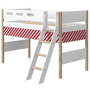 Lit surélevé 200x90cm échelle inclinée NOR Flexa chêne-blanc