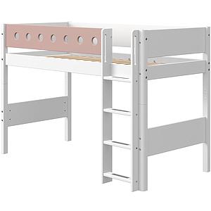 Lit surélevé 90x190cm échelle droite WHITE Flexa blanc-light rose