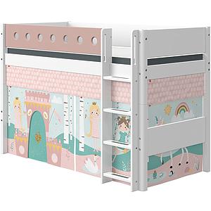 Lit surélevé 90x190cm échelle droite WHITE Flexa blanc-light rose