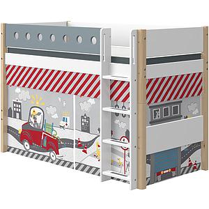 Lit surélevé 90x190cm échelle droite WHITE Flexa naturel-light blue