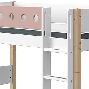 Lit surélevé 90x190cm échelle droite WHITE Flexa naturel-light rose