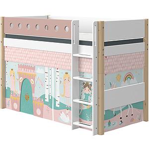 Lit surélevé 90x190cm échelle droite WHITE Flexa naturel-light rose