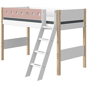 Lit surélevé 90x190cm échelle inclinée WHITE Flexa naturel-light rose