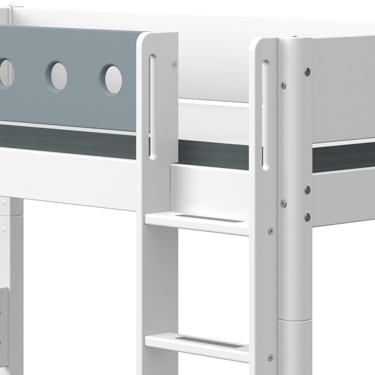 Lit surélevé 90x200cm échelle droite WHITE Flexa blanc-light blue