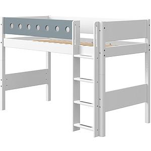 Lit surélevé 90x200cm échelle droite WHITE Flexa blanc-light blue