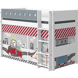 Lit surélevé 90x200cm échelle droite WHITE Flexa blanc-light blue