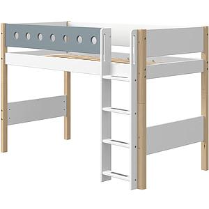 Lit surélevé 90x200cm échelle droite WHITE Flexa naturel-light blue