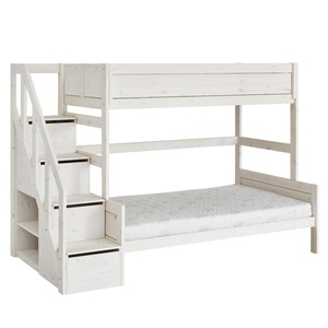 Lit surélevé 90x200cm escalier sommier LUXE Lifetime whitewash