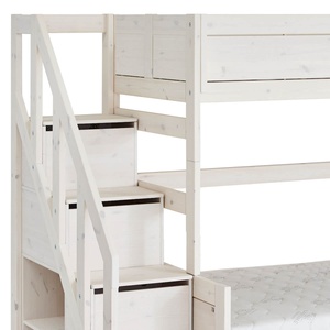 Lit surélevé 90x200cm escalier sommier LUXE Lifetime whitewash