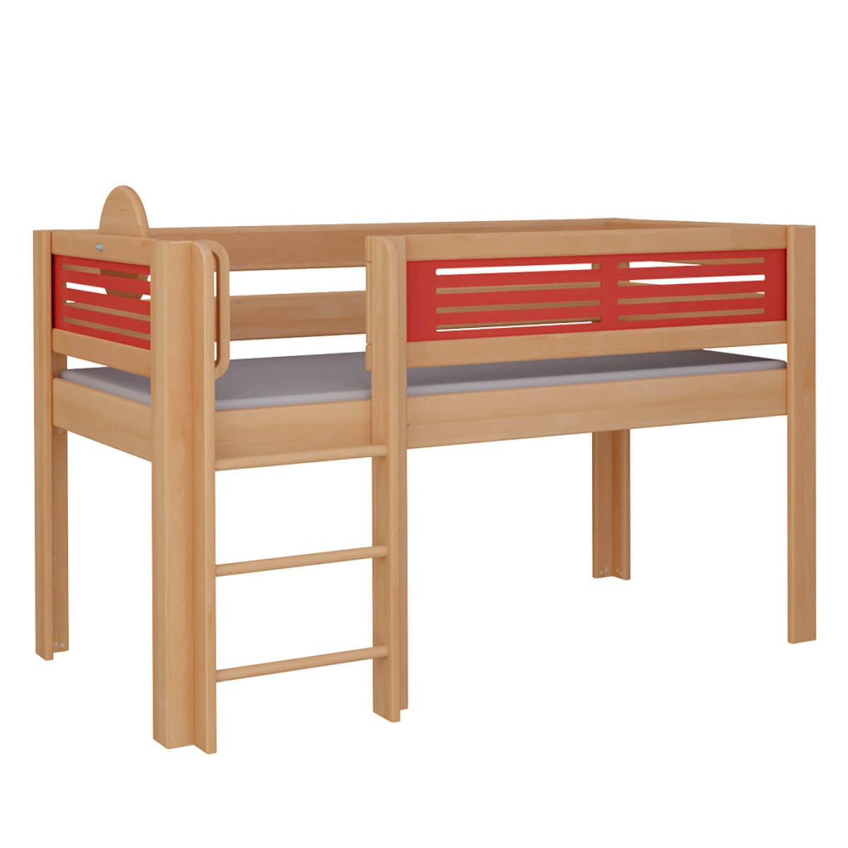 Lit Tatü mi-hauteur échelle DELUXE de Breuyn naturel-rouge