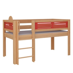 Lit Tatü mi-hauteur échelle DELUXE de Breuyn naturel-rouge