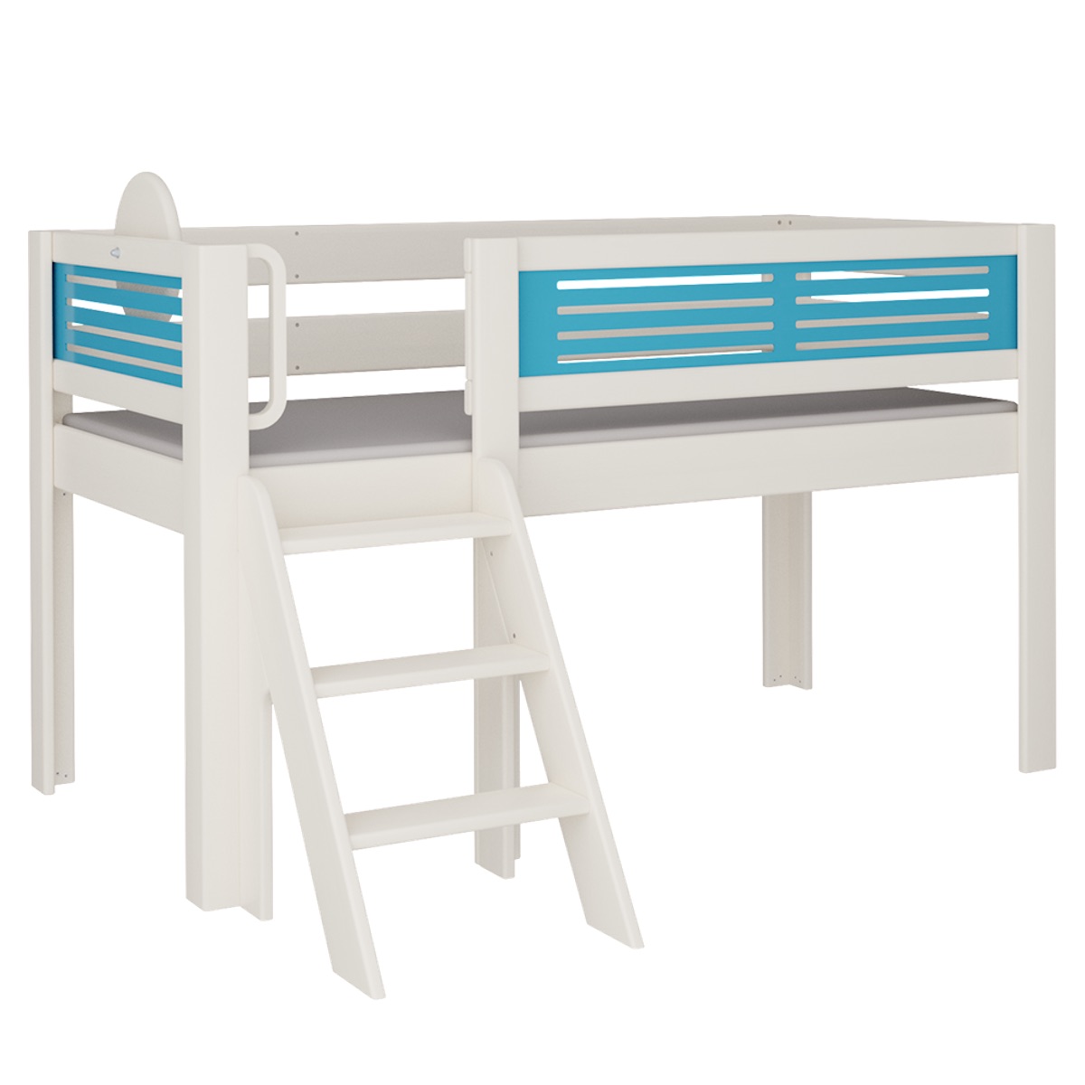 Lit Tatü mi-hauteur escalier DELUXE de Breuyn blanchi-bleu