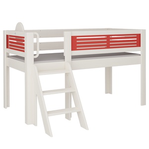 Lit Tatü mi-hauteur escalier DELUXE de Breuyn blanchi-rouge