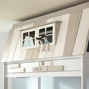 Lits cabane superposés 90x200cm échelle intérieur sommier DE LUXE HANG OUT Lifetime blanc 