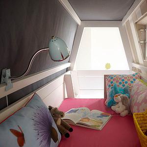 Lits cabane superposés 90x200cm échelle intérieur sommier DE LUXE HANG OUT Lifetime blanc 