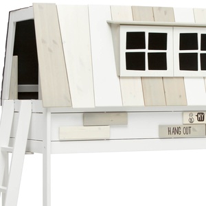 Lits évolutifs cabane superposés 90x200cm HANGOUT Lifetime blanc (échelle extérieure)