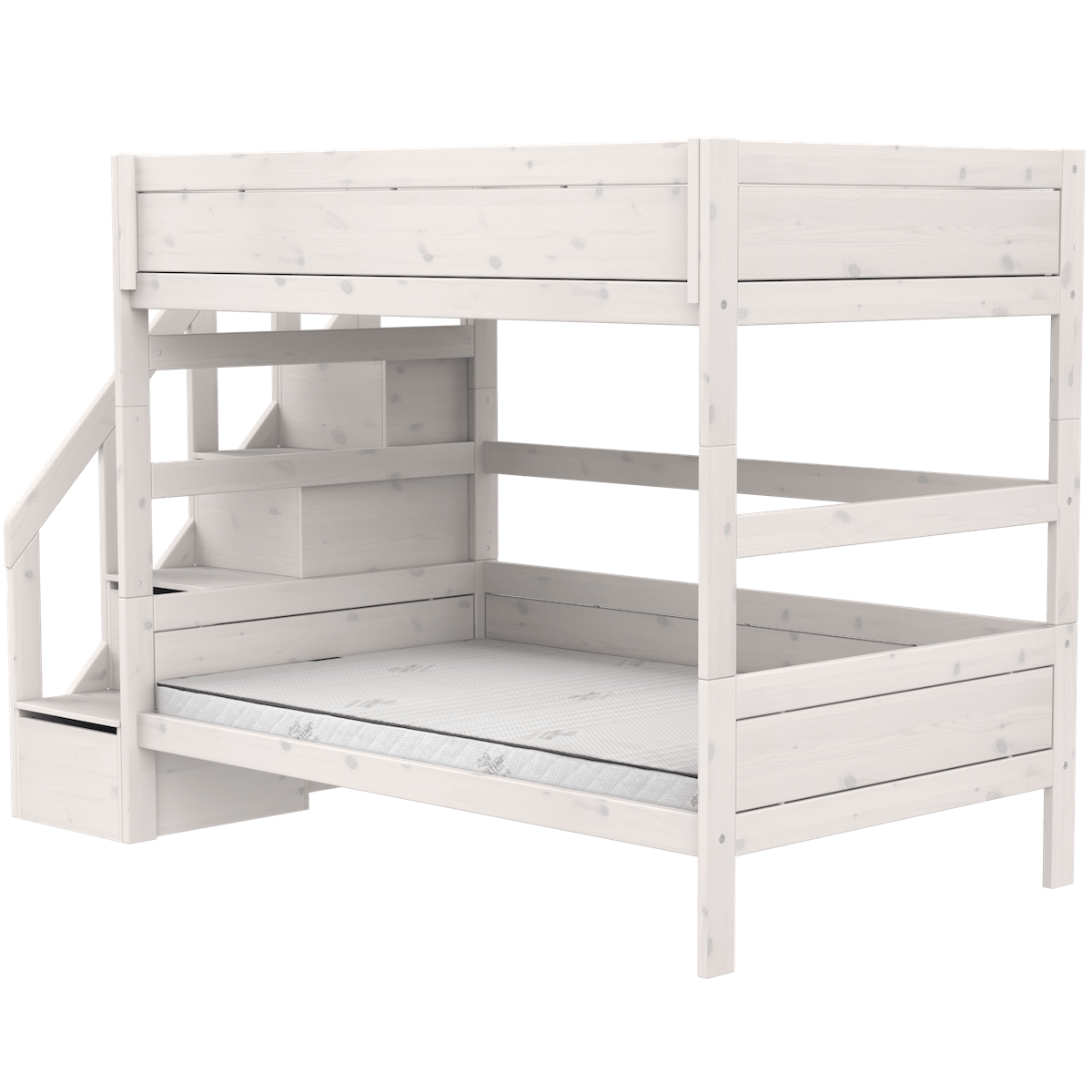 Lits superposés 120x200cm escalier PREMIUM Lifetime whitewash