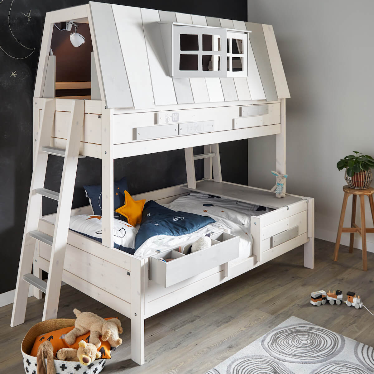 Lits superposés 140x200cm échelle extérieur sommier LUXE HANGOUT Lifetime whitewash