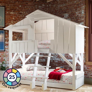 Lits superposés 90x190cm CABANE Mathy by Bols blanc