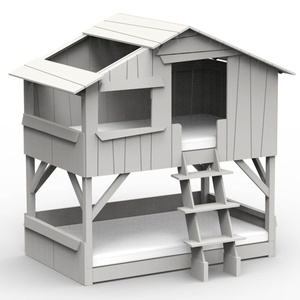 Lits superposés 90x190cm CABANE Mathy by Bols gris perle