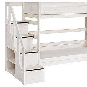 Lits superposés 90x200cm escalier Lifetime whitewash