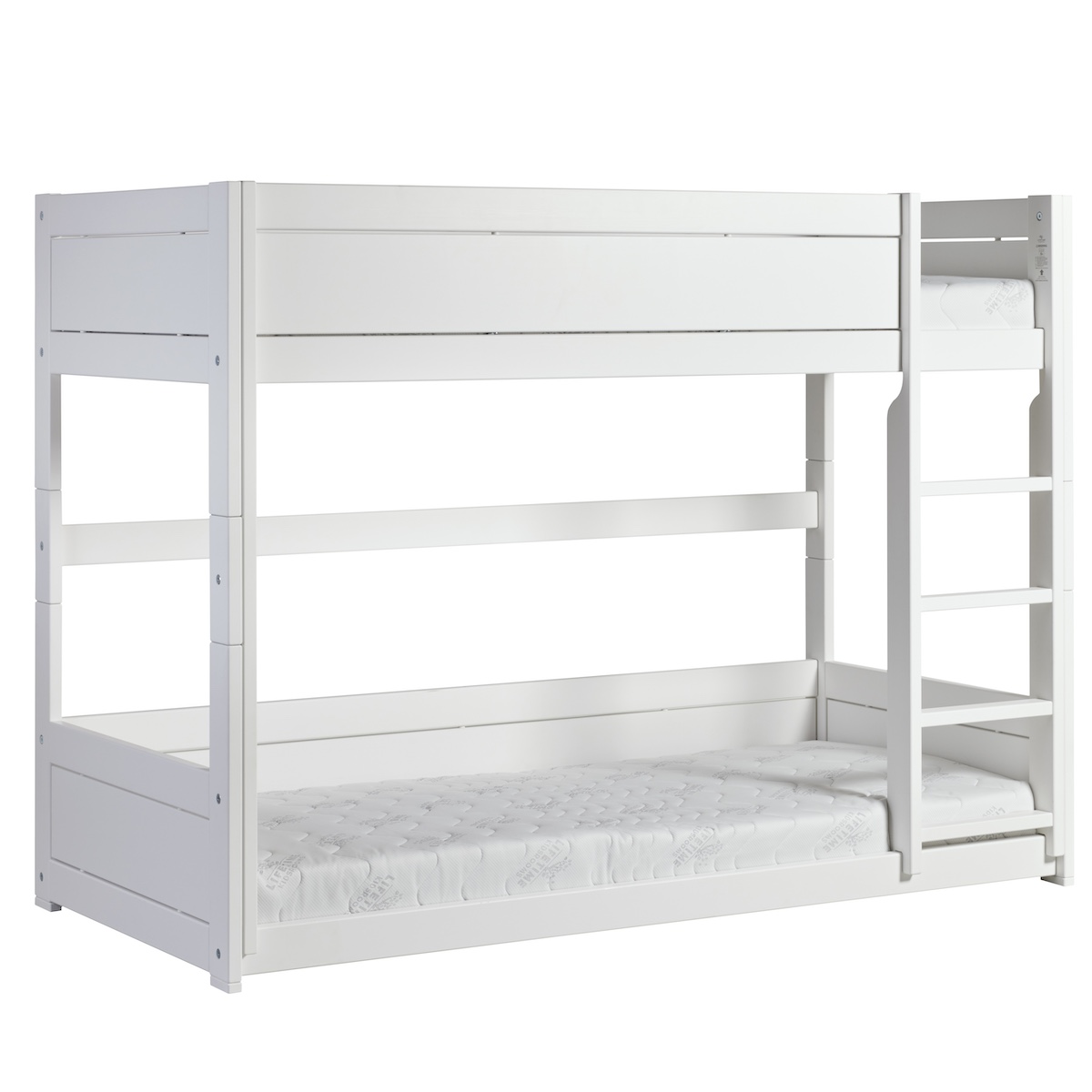 Lits superposés bas 90x200cm échelle droite LUX Lifetime white