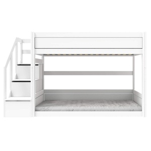 Lits superposés bas 9x200cm escalier Lifetime blanc