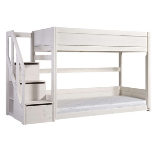 Lits superposés bas escalier Lifetime whitewash