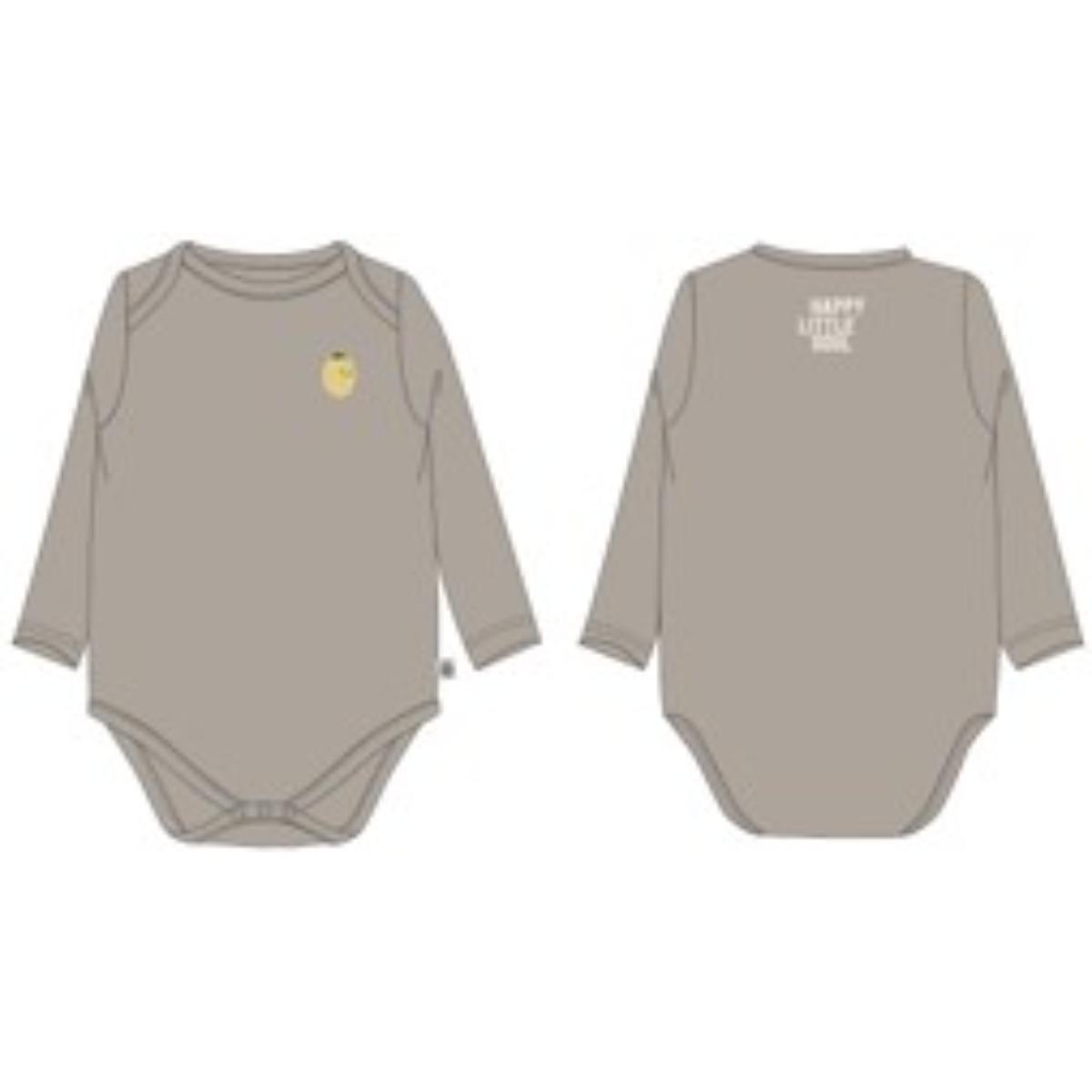 Long Sleeve Body GOTS Lemon taupe 50/56 0-2m front closure Laessig