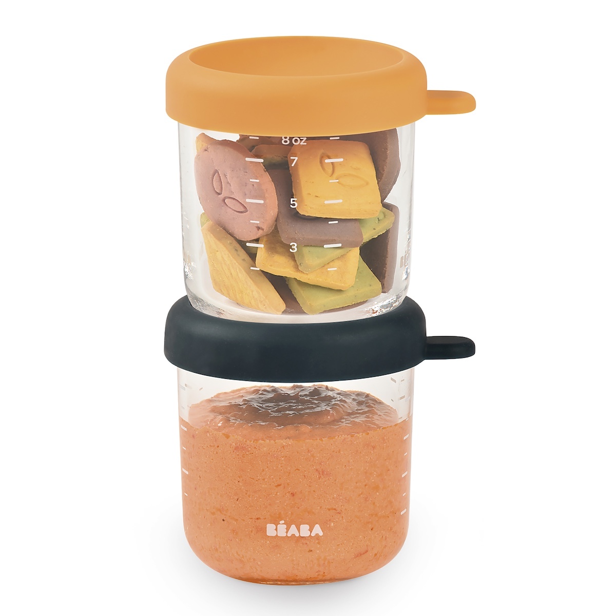 Lot de 2 pots en verre 250ml Beaba bleu sunrise