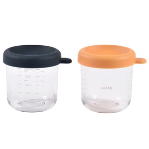 Lot de 2 pots en verre 250ml Beaba bleu sunrise