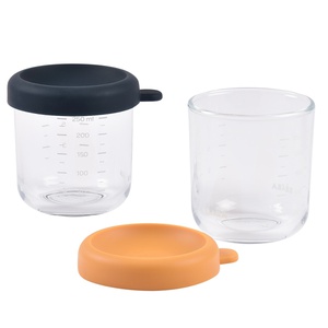 Lot de 2 pots en verre 250ml Beaba bleu sunrise