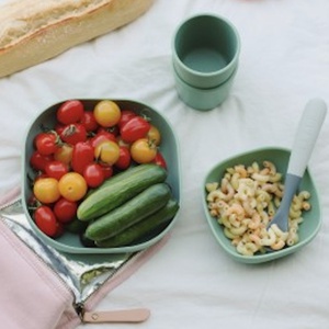 Lot de 4 cuillères 1er âge silicone bi-ton mineral Beaba sage green