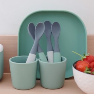 Lot de 4 cuillères 1er âge silicone bi-ton mineral Beaba sage green