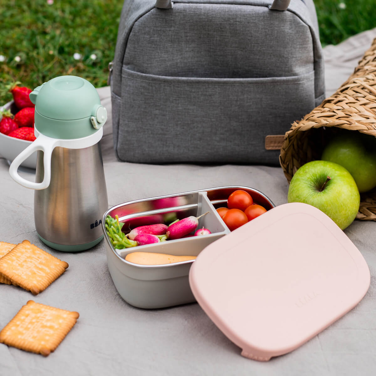 Lunch box inox Beaba gris rosa