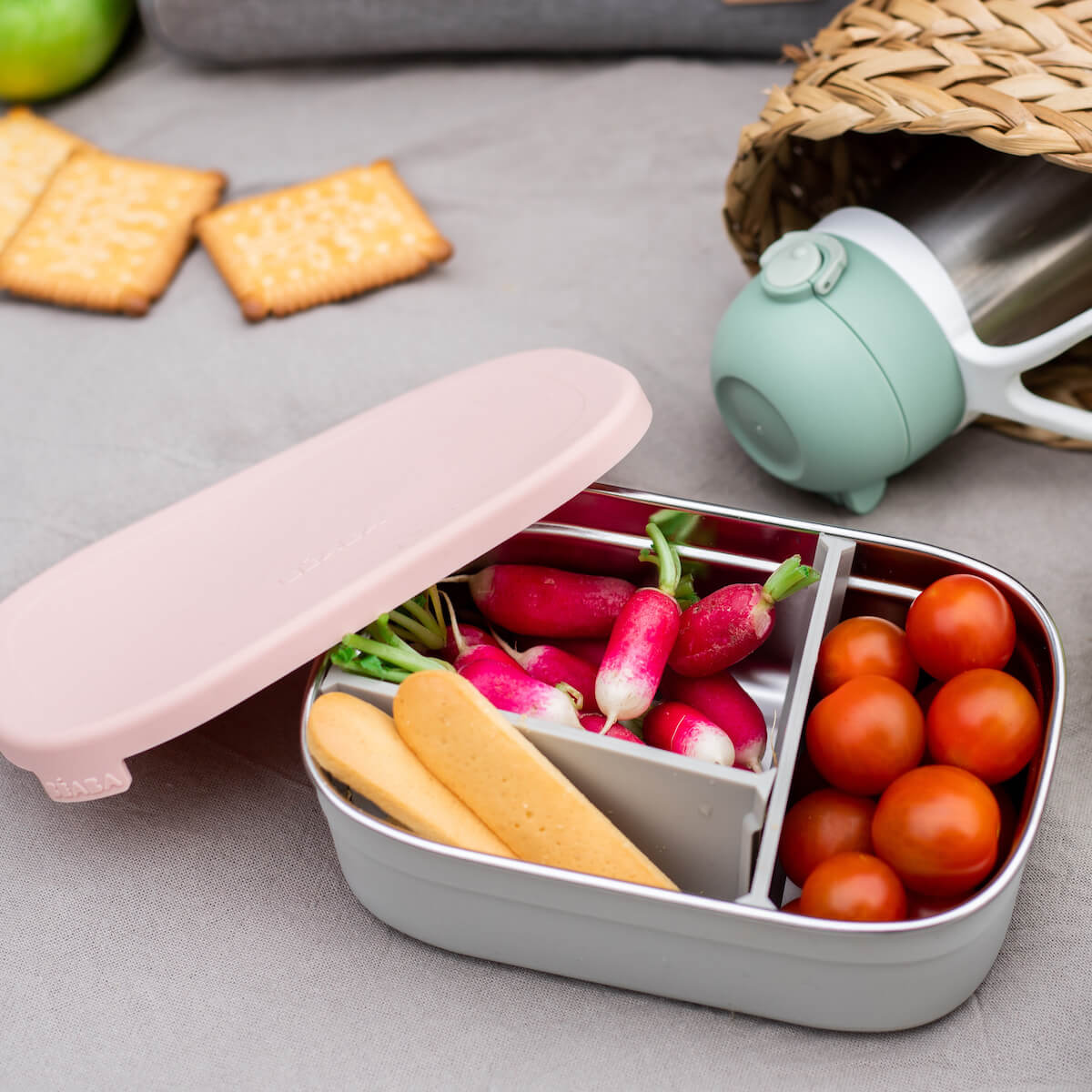 Lunch box inox Beaba gris rosa