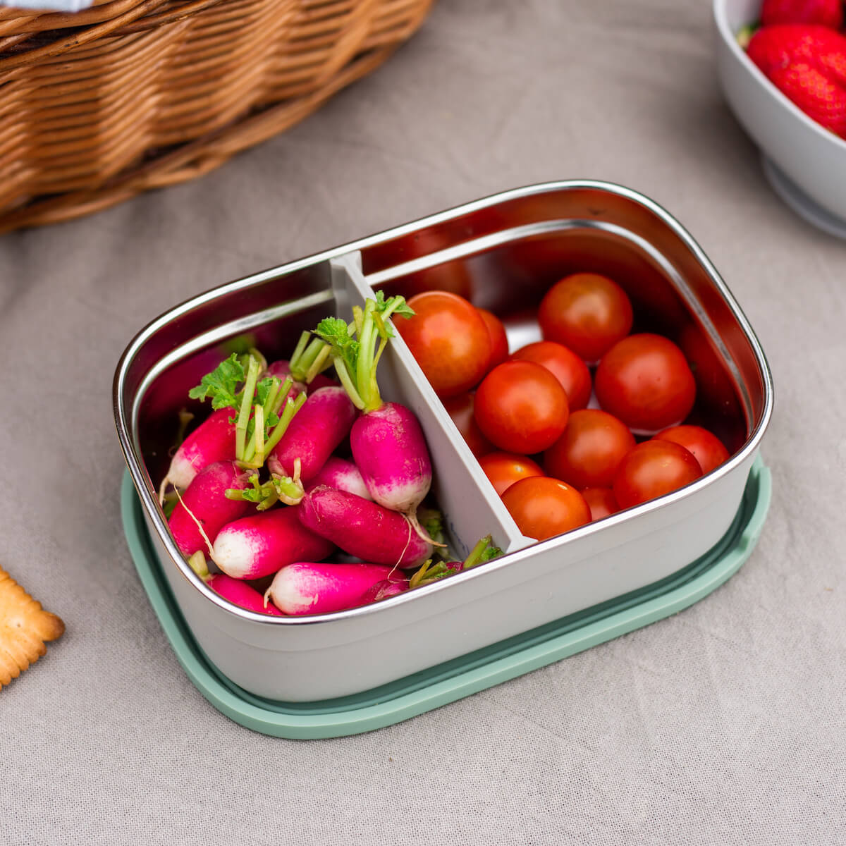 Lunch box inox Beaba gris verde